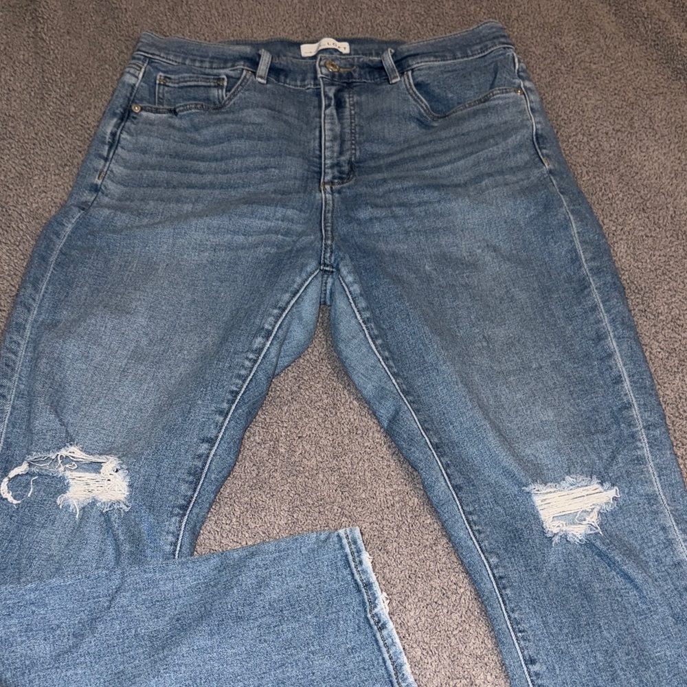 LOFT Light Blue Distressed Skinny Jeans